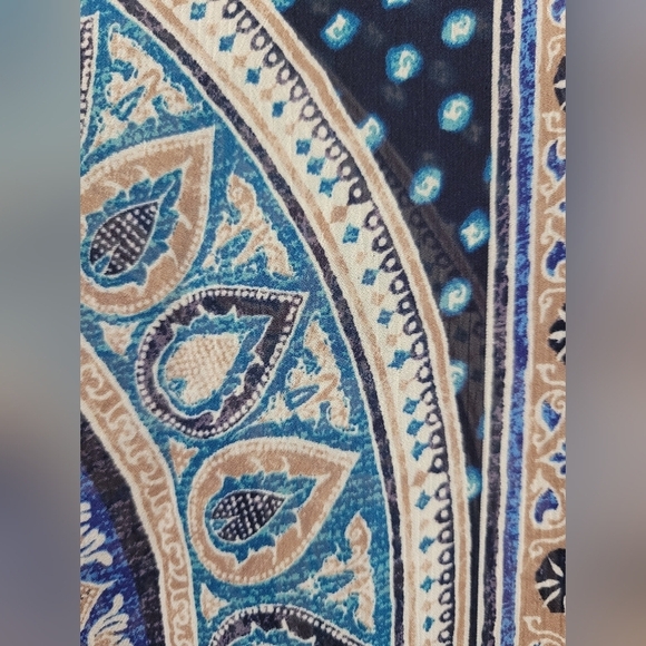 1X LUCKY BRAND Blue Damask Border Print Relaxed Fit Button Down Tunic - Picture 3 of 5